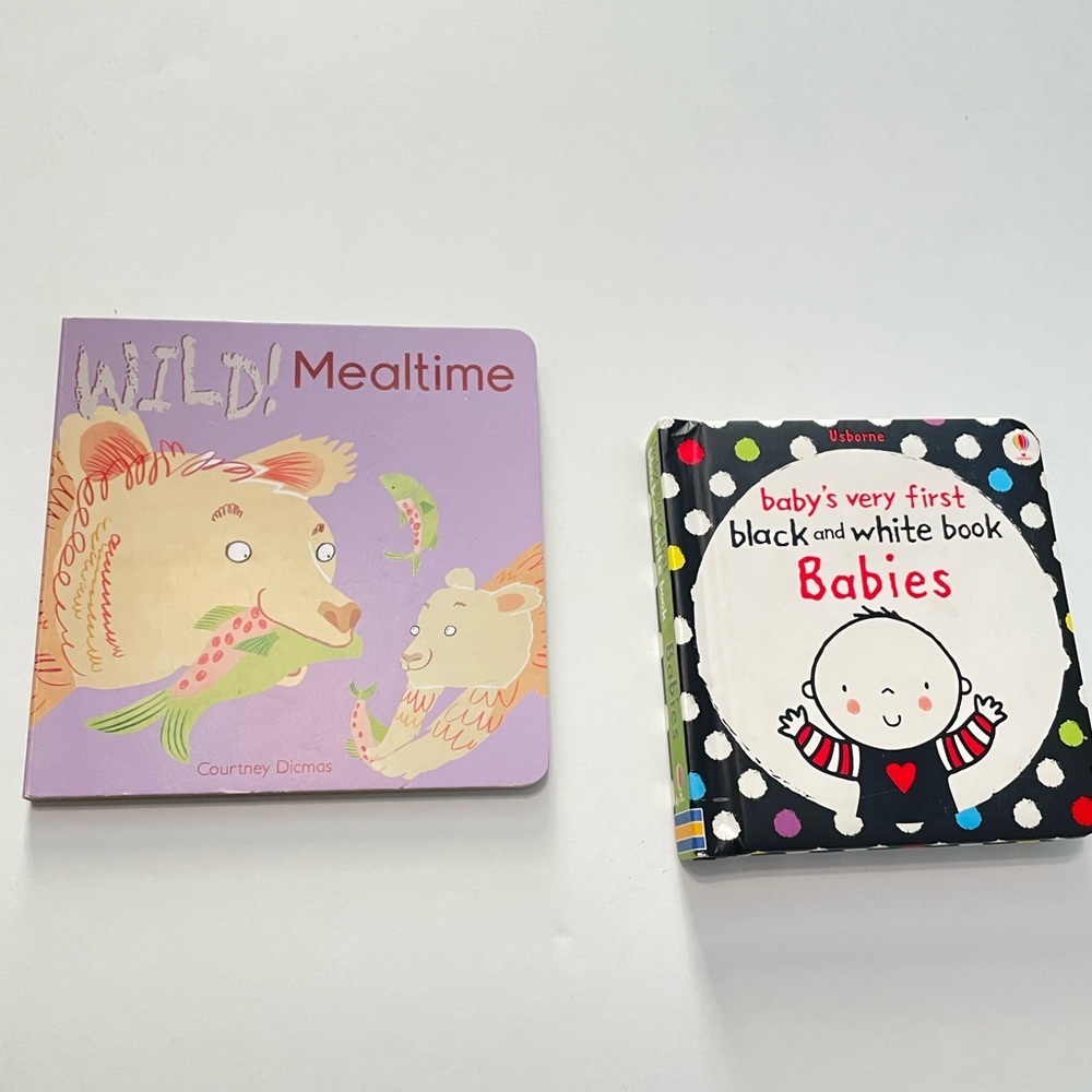 2 Baby Book Bundle, Wild Mealtime/ Baby very first black and white book